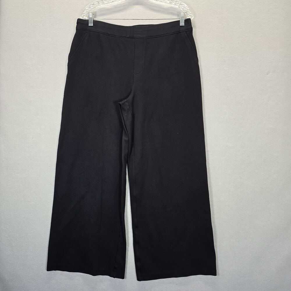 Spanx Wide Leg High Rise Ponte Pant Womens Size XL Black Pull On 27” Inseam